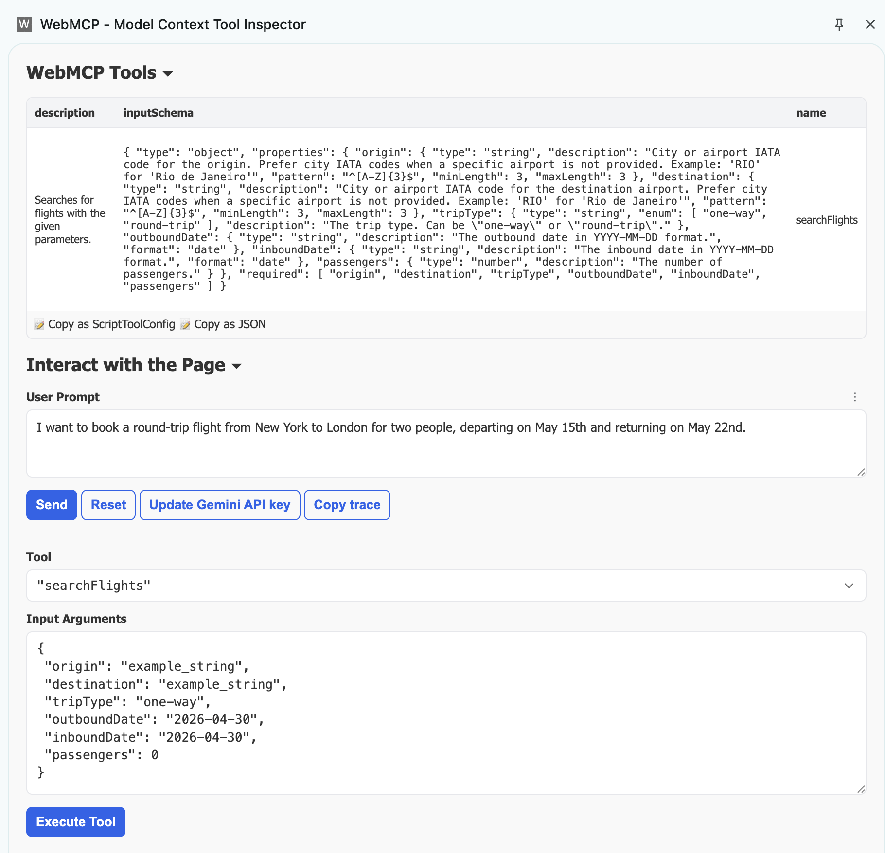WebMCP-Inspector Tool from Google that doubles as a simplistic Agent with Gemini 2.5